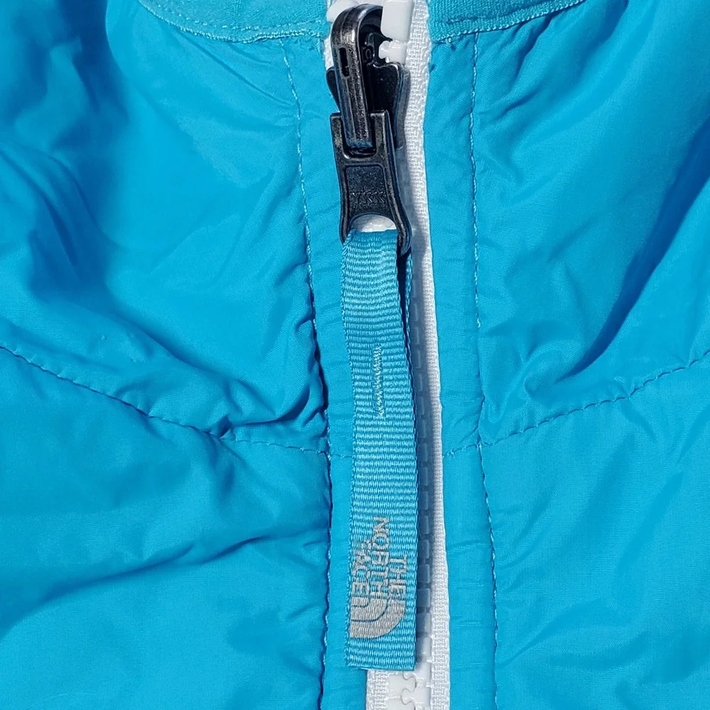 The North Face Girls Reversible Fleece Hooded Jacket Girls Large 14/16 Turquoise